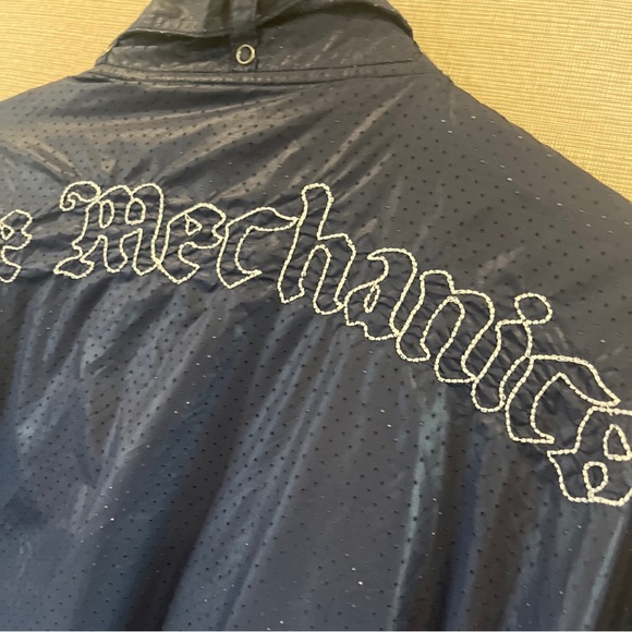 Live Mechanics Moto Jacket Well Established Black Striped Windbreaker XLarge Vtg - Picture 14 of 14